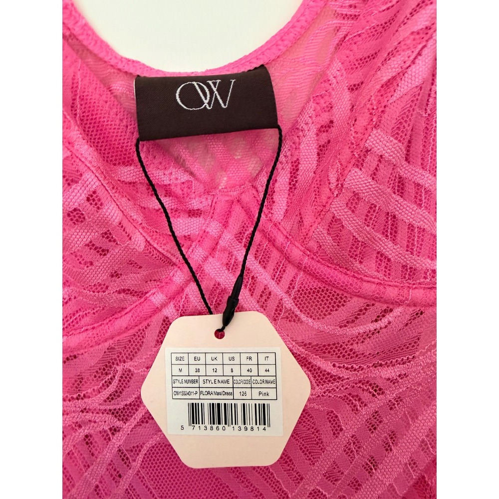 OW Collection Flora Maxi Dress Pink Lace Bustier Sheer Maxi Dress Size M NEW - Picture 8 of 8